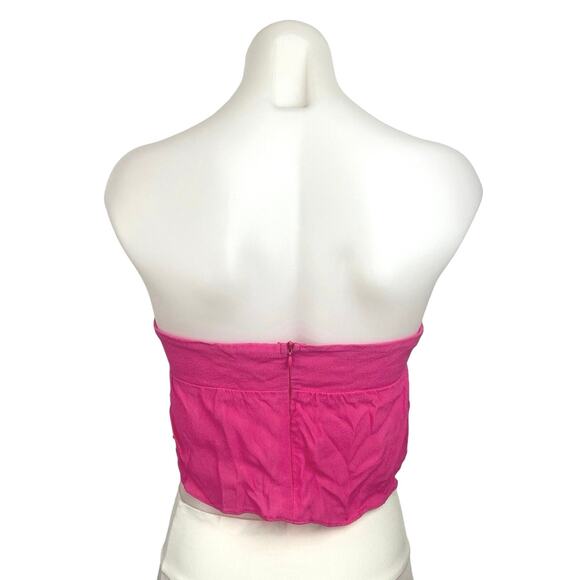 Revolve x Superdown Pink Sleeveless Back Zipper Front Cut Out Tube Top Sz M - Picture 2 of 4